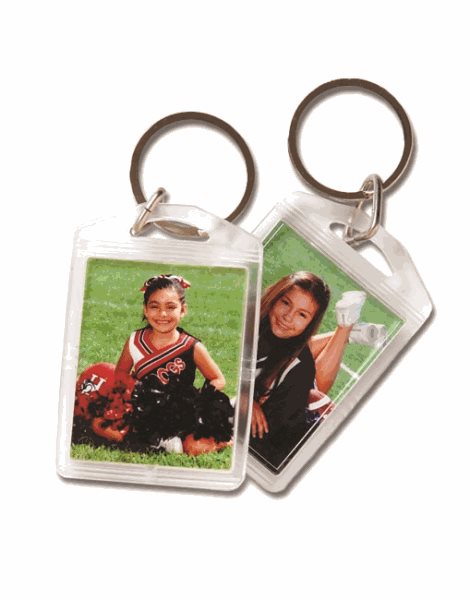 Mini Keychains - two - 1.5 x 2 inch keychain that holds two mini-wallet photos of your player.