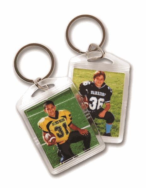 Mini Keychains - two - 1.5 x 2 inch keychain that holds two mini-wallet photos of your player.