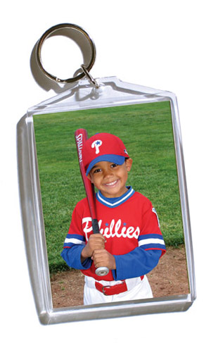 Keychain - 3x4 inch keychain that holds two wallet photos of your player. 