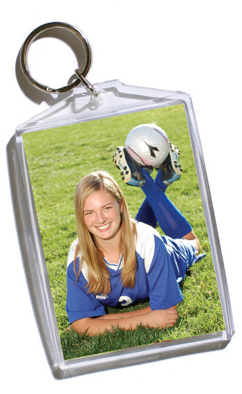 Keychain - 3x4 inch keychain that holds two wallet photos of your player.